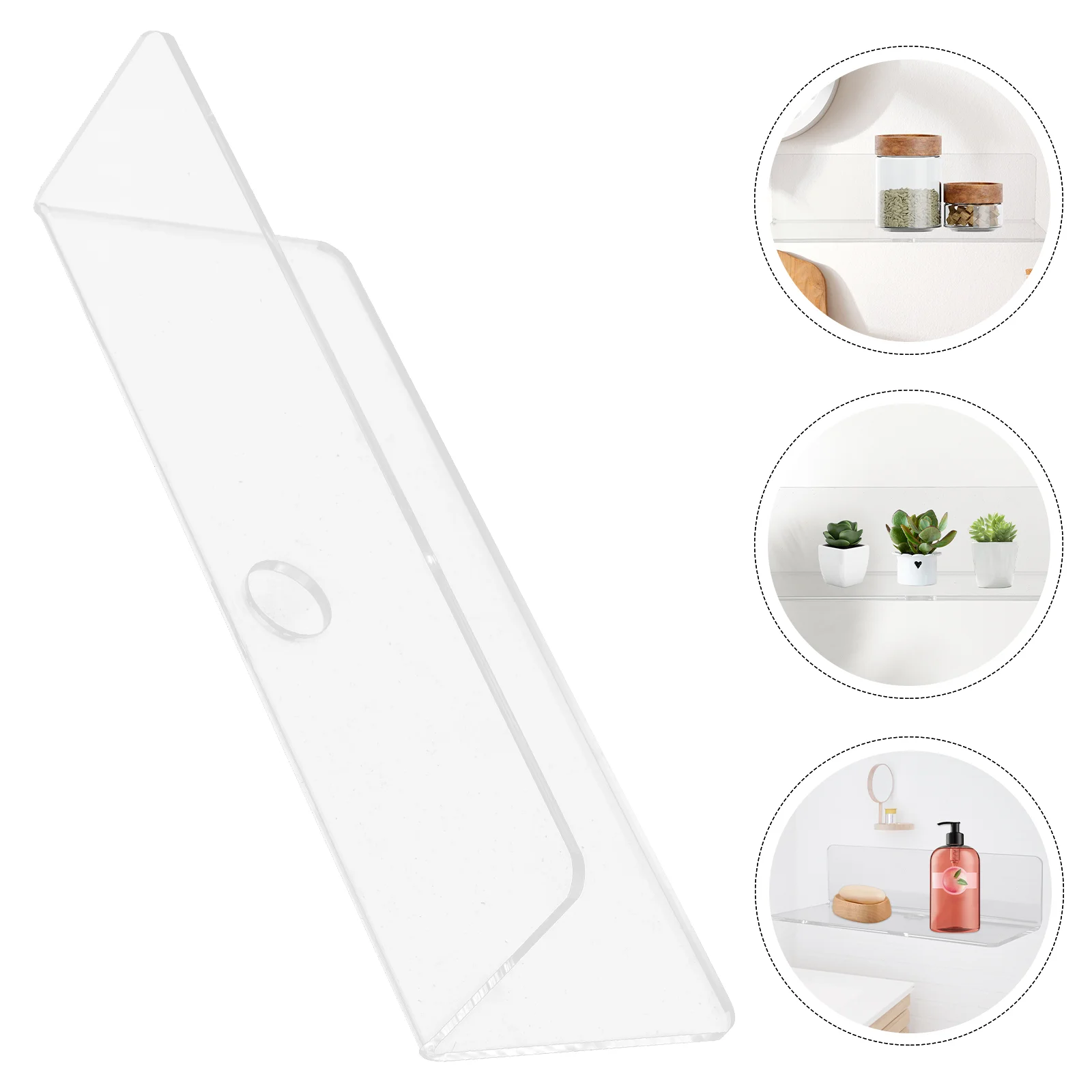 

Shelf Invisible Rack Clear Bookshelf White Display Small Shelves Floating Punch Free Storage