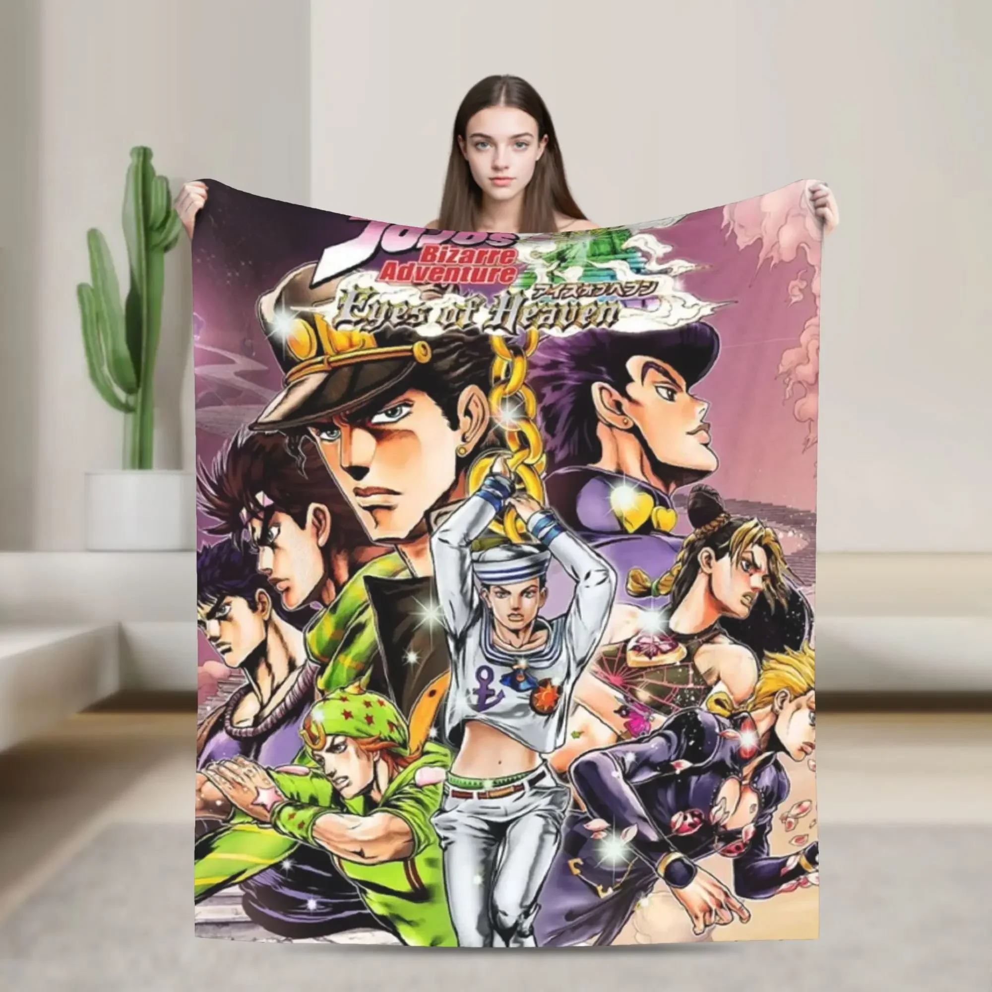 

Hot Anime JoJos Bizarre Adventure Flannel Blanket Soft Funny Throw for Bed Sofa Home Decor Summer