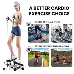 Women's Multifunctional Hydraulic Stepper with Resistance Bands Home Gym Walking Machine Fitness Sport Equipment Exercise Bike