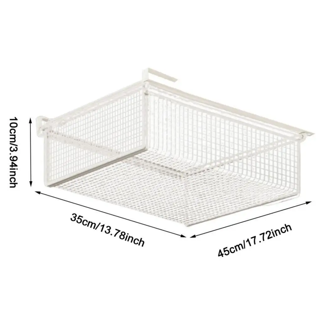 Iron Clothes Basket Bin with Pullout Sliding Drawer Organizer for Wardrobe Shelf Laundry Room Organization