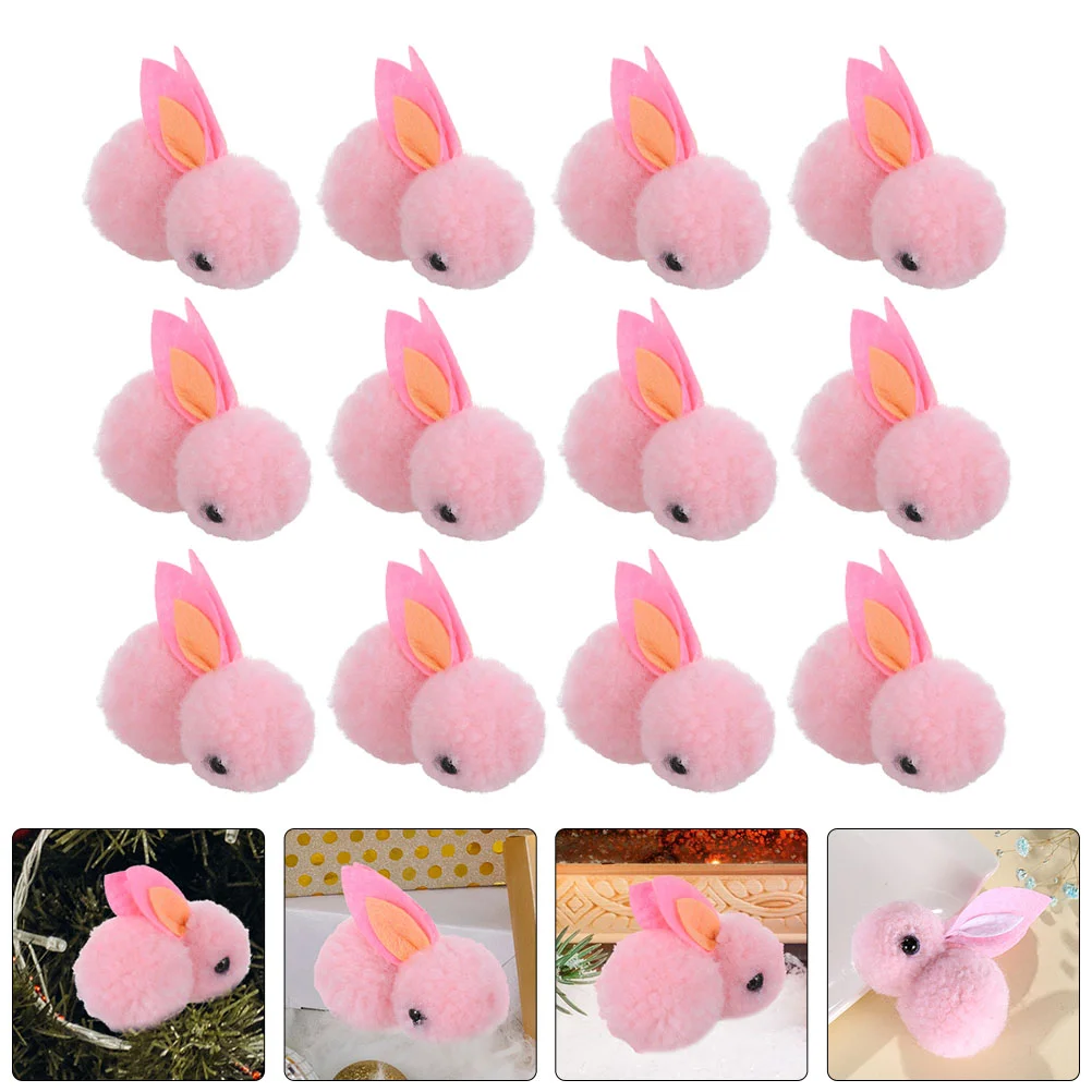 

12pcs Plush White Baby Bunny Christmas Decor Tiny Plush Desktop Adornment Decorative Christmas Tree Decor Holiday