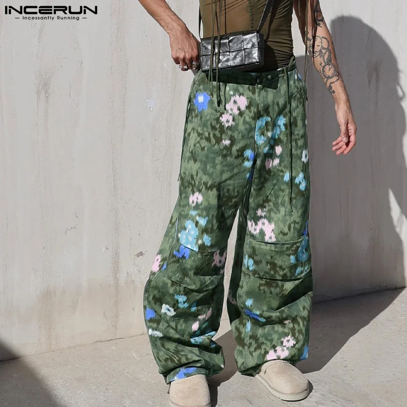 

Casual Stylish Style Men's Trousers INCERUN Printing Design Pantalons Streetwear All-match Wide Leg Cargo Long Pants S-5XL 2024