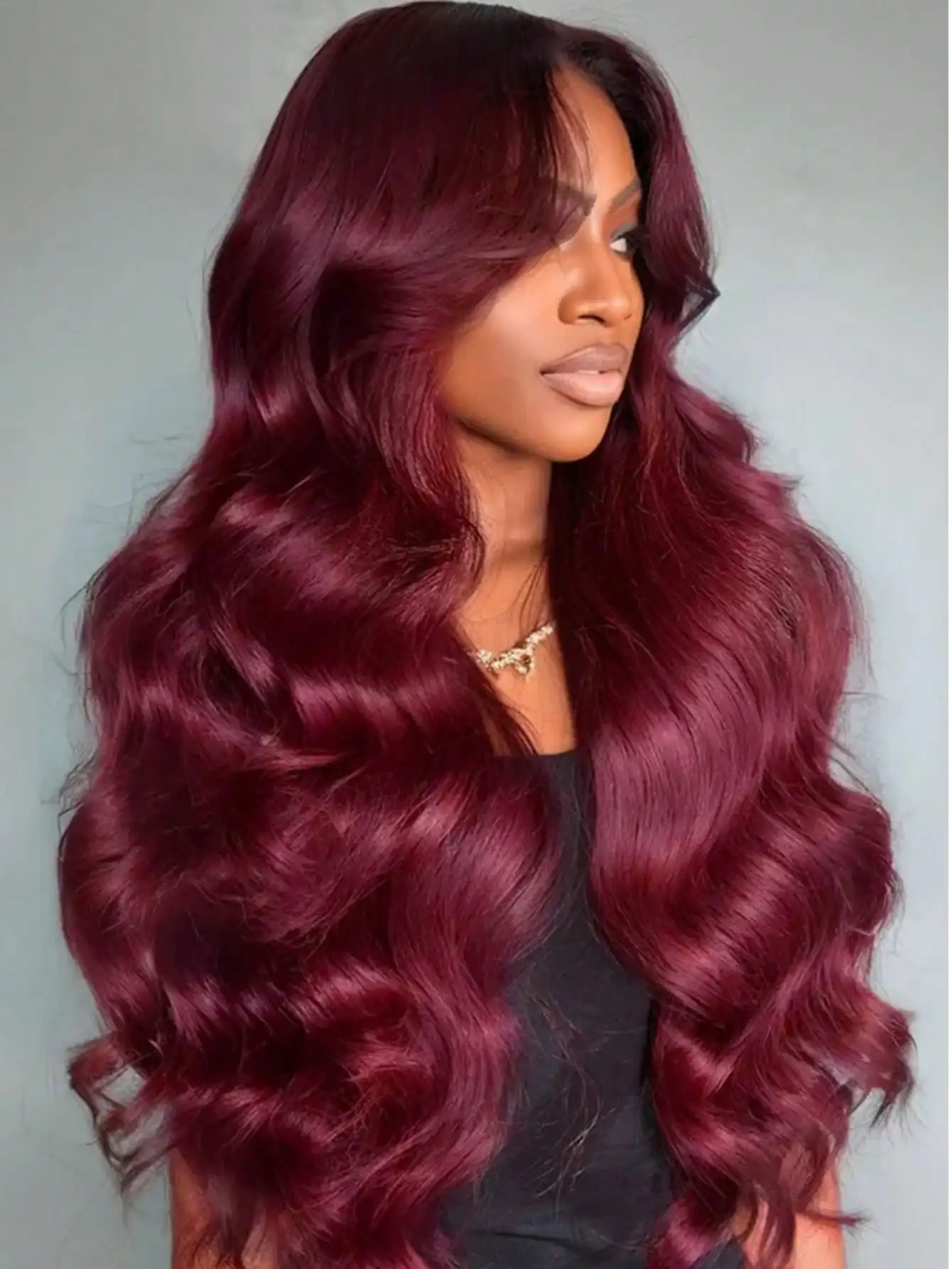 Pelucas de cabello humano Frontal de encaje 200% 99j Borgoña 13x4 prearrancadas con pelo de bebé pelucas onduladas de cuerpo de color rojo vino de encaje transparente