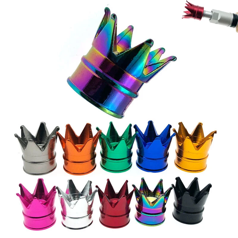 1/4PCS Crown Car Wheel Tyre Tire Air Valve Stem Cap Dust Cover Aluminum Car Tire Valve Caps Decorative Auto Decoration