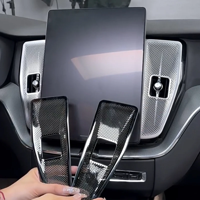 

Metal Car Styling Central Control Air Conditioning Outlet Dust Protective Cover Trim Stickers For Volvo XC60 S60 V60 2018-2026