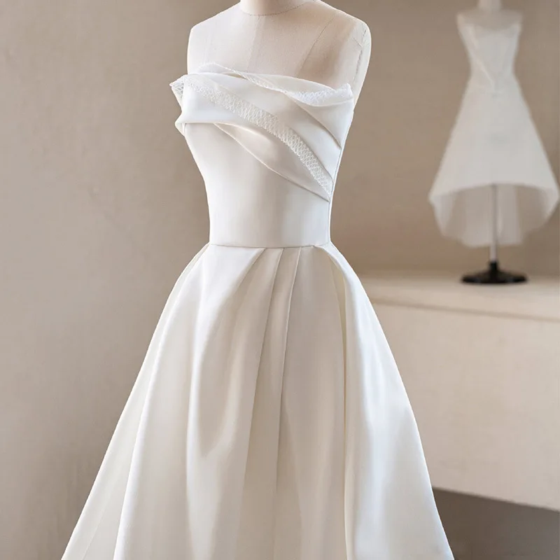 2024 new bride simple Mori super fairy going out yarn temperament thin French tube top dress satin wedding dress