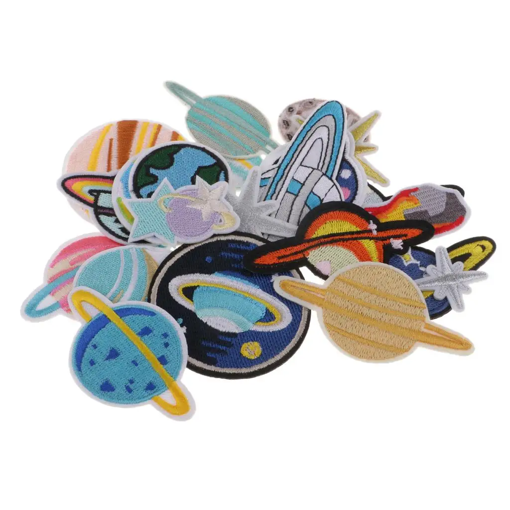 Star Space Theme Embroidered Patch Applique Assorted Size DIY Sewing Craft Sticker for Clothes Accessories