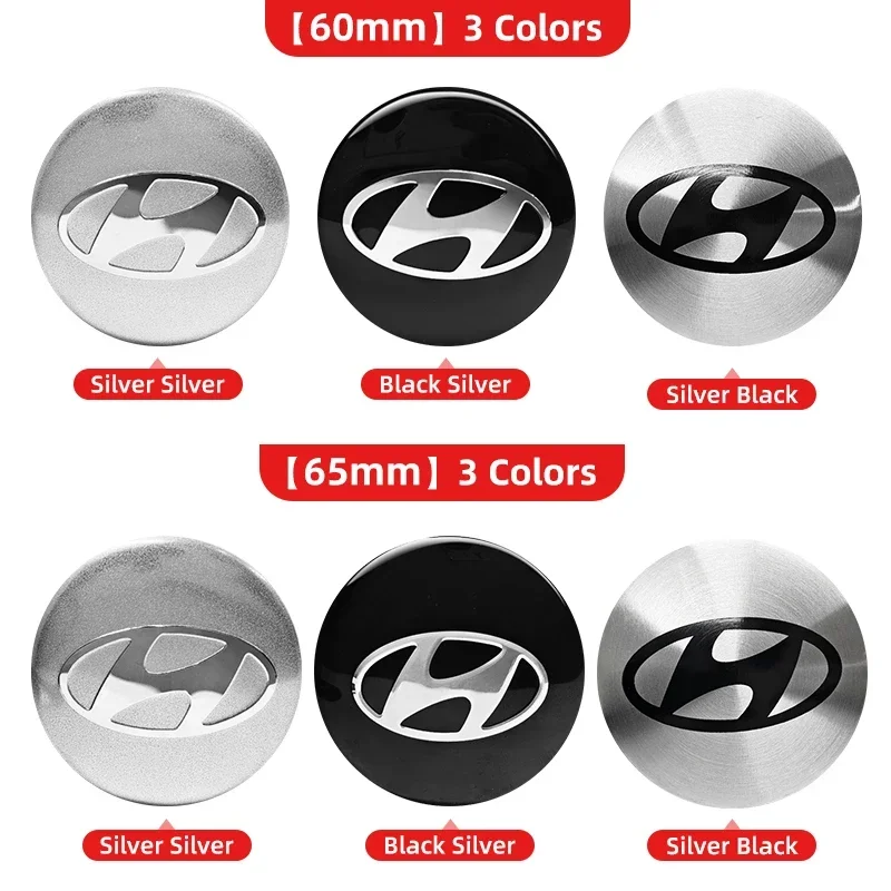 4pcs 56mm 60mm 65mm Car Wheel Center Sticker Hub Cap Decal Emblem For Hyundai Genesis I20 I30 I40 IX20 IX35 Kona Getz Veloster view 3