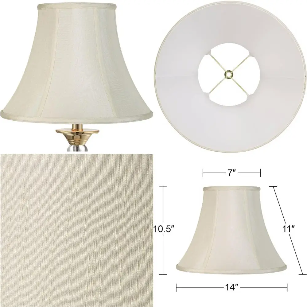 

Large Bell Lamp Shade 7 Top x 14 Bottom x 11 Slant x 10.5 High with Spider Fitting, Replacement Harp and Finial - Springcrest St