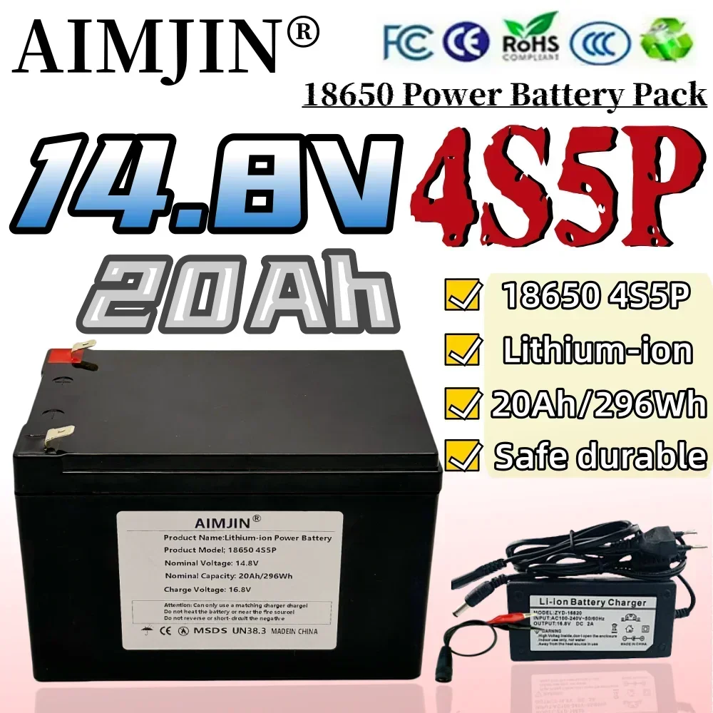 

14.8V 20ah lithium battery 4s5p 18650 battery Pack Deep Cycle For Kid Scooters Solar storage Battery Electric lighting Outdoor