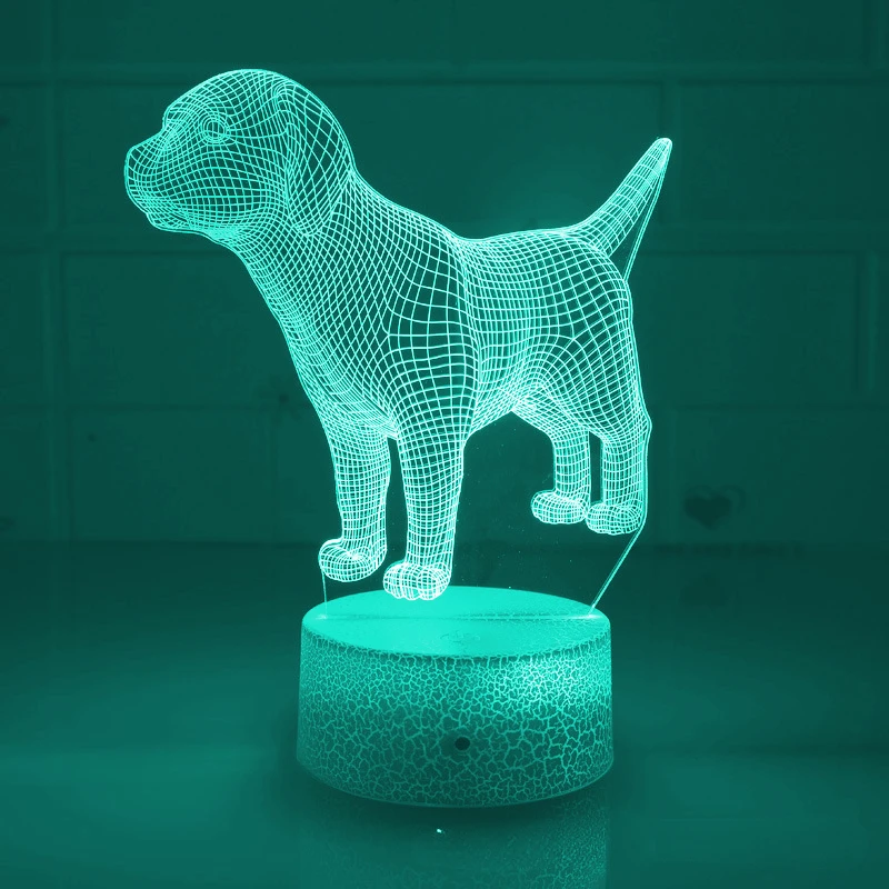 Nighdn Dog-Lámpara 3D LED para niños, mesita de noche acrílica para luz nocturna, decoración de dormitorio, regalo para bebé