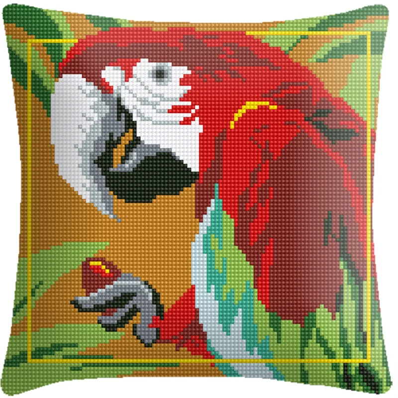 

DIY Cross Stitch pillow 6CT Embroidery Kits Craft Needlework Set parrot Thread Printed Canvas Home decor Tapered embroidery