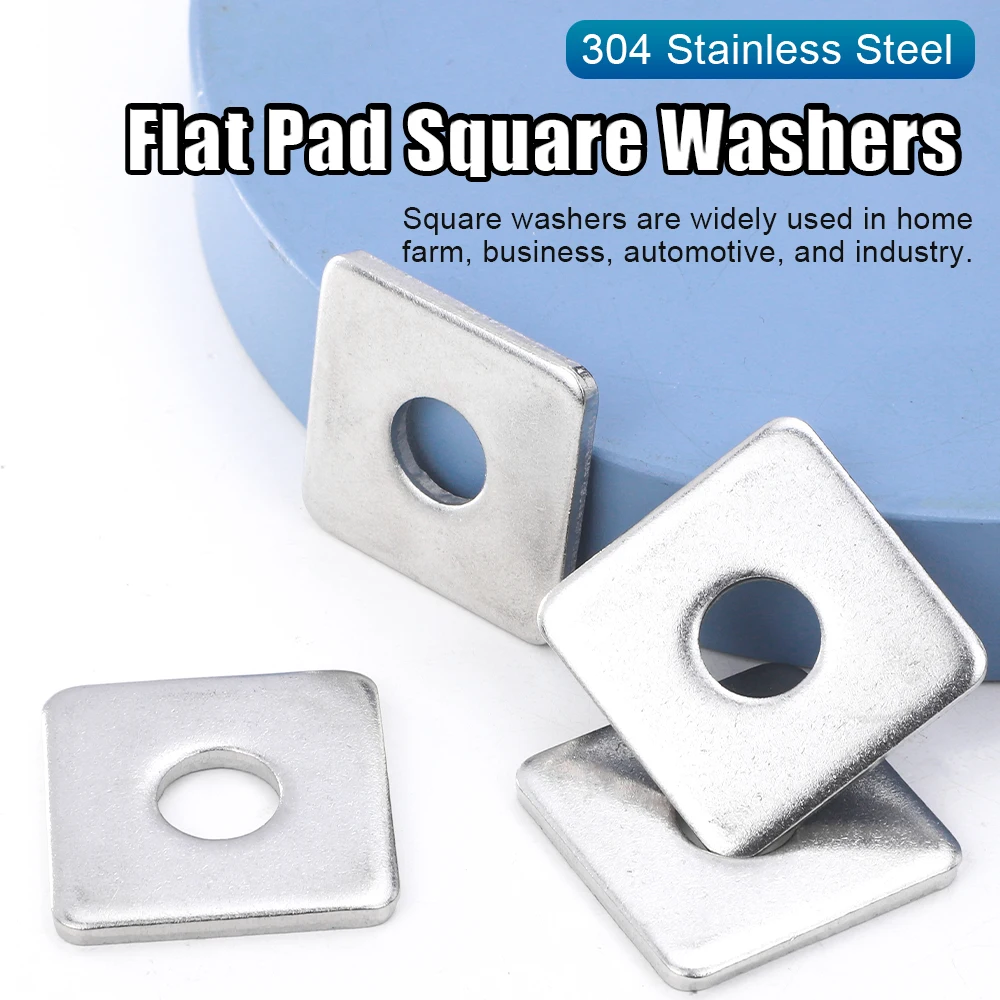 NINDEJIN 1-50pcs Square Plate Washers M3 M4 M5 M6 M8 M10 M12 M14 M16 M20 Stainless Steel Flat Pad Spacer Gasket Square Washers