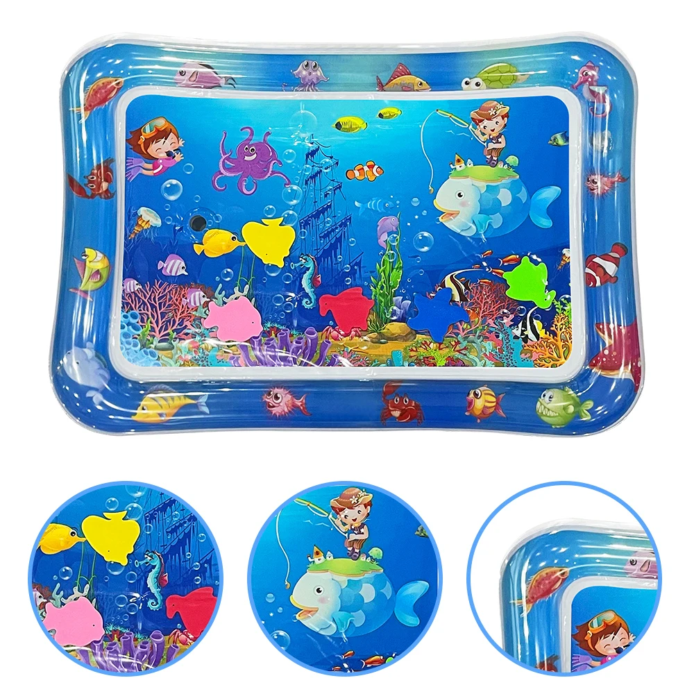 キッズプレイマット 正方形 PVC 無毒 漫画風海洋動物 クロールマット 赤ちゃん用 教育玩具 床遊びマット 幼児への理想的な贈り物