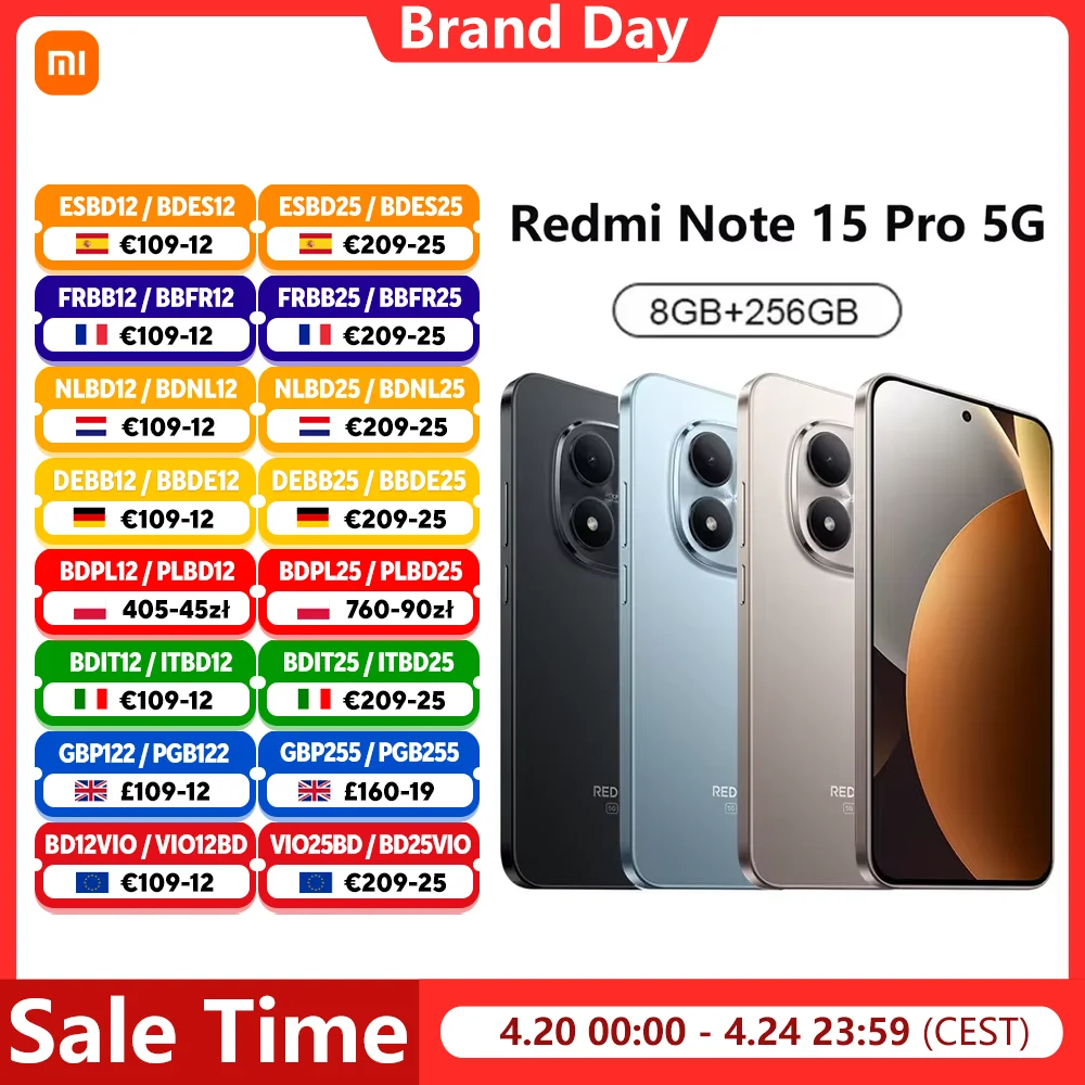 Smartphone Xiaomi Redmi Note 15 Pro 5G, NFC MTK Dimensity 7400-Ultra, écran 6,83 pouces 120 Hz, appareil photo 200 MP, charge 45 W, batterie 6580 mAh