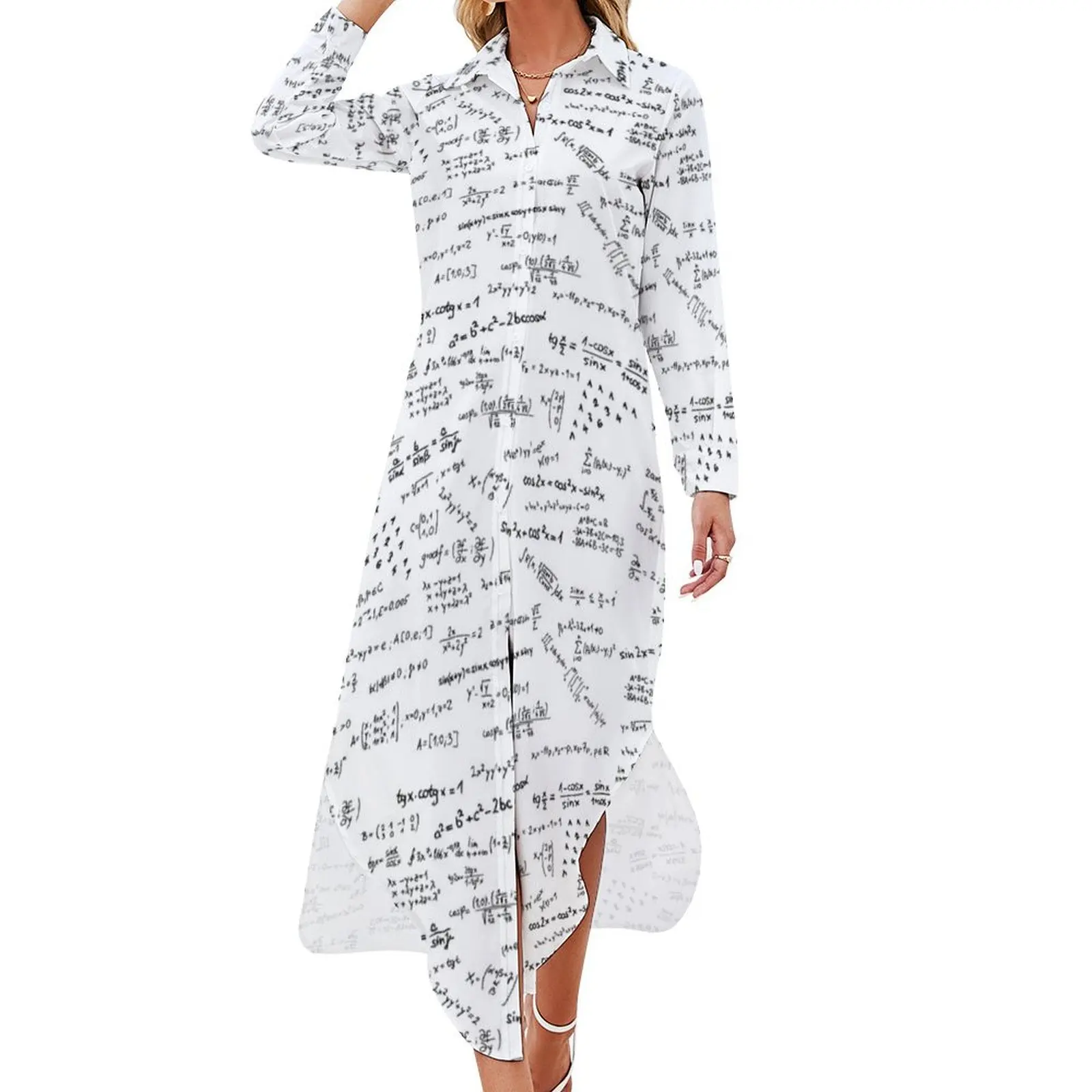 Math Formulas And Numbers Long Sleeved Shirt Dress evening dress women party dresses woman elegant and pretty women's dresses