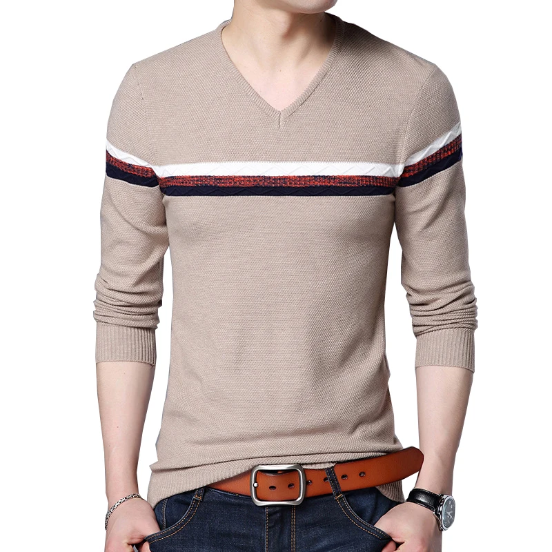 BROWON Autumn Slim Sweaters Men Long Sleeve Slim Knitted Slim Sweater High Quality Pullovers Homme Warm Coat 3XL Newest