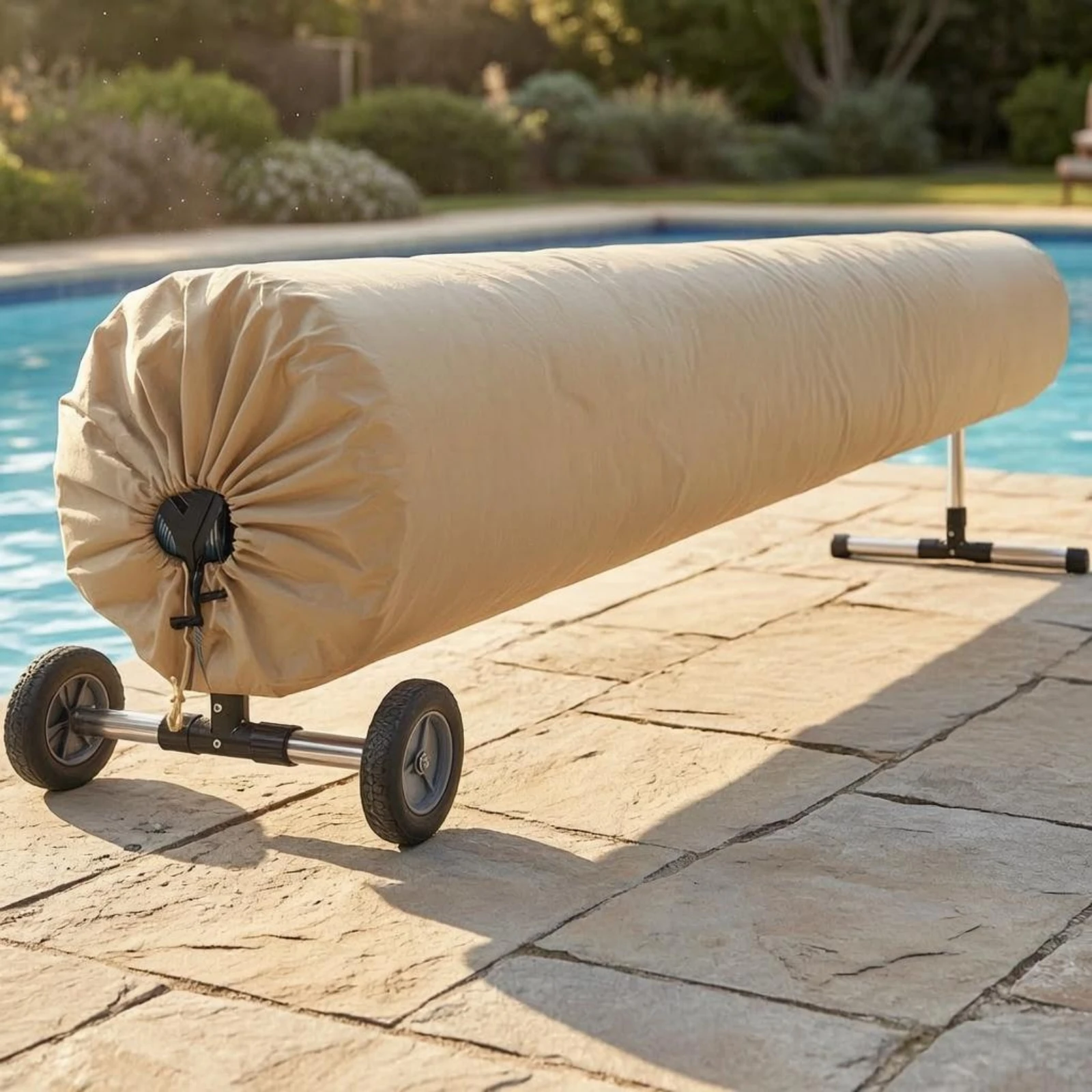 Solar Pool Cover Sun Protection Drawstring Pool Cover Hook-and-Loop Fastening Weather Resistant for Outdoor Use