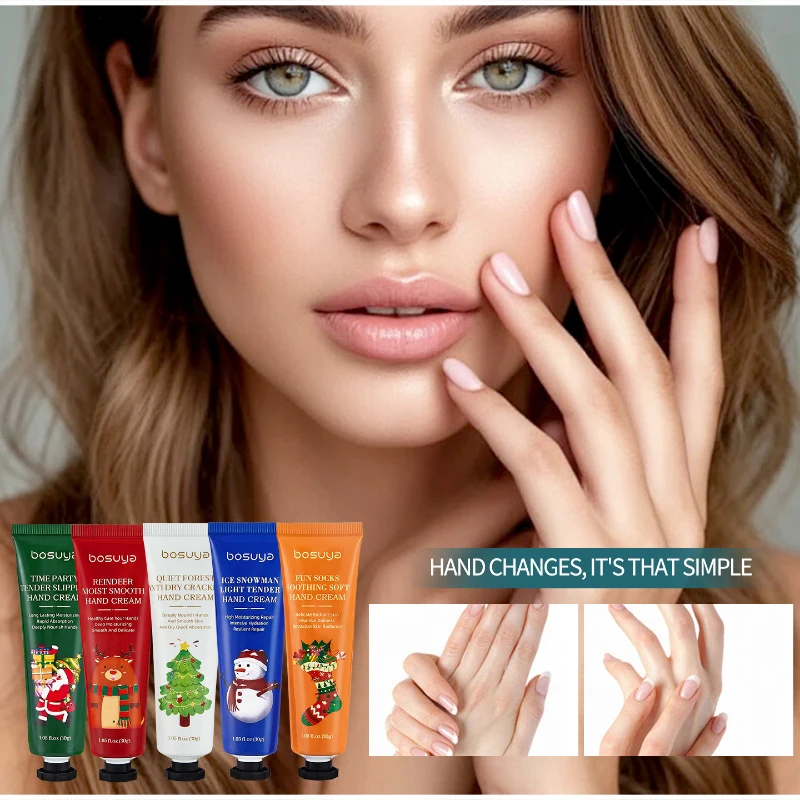Christmas Hand Cream Lipstick Gift Set Deep Hydrating Nourish Soothe Dry Skin Light Scent Festive Holiday Hand Lip Care Kit