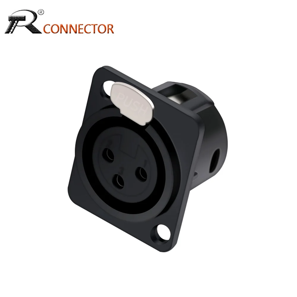 1pc High Quality XLR Connector Black Plated 3Pins XLR Female Jack Panel Mount Connector Audio Jack Speaker Plug