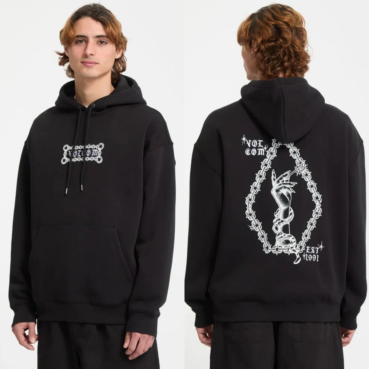 Y2k Volcom Hoodies Skateboard-Kollektion Sweatshirt mit Grafikdruck Hochwertiger Luxus Unisex-Stil für Männer und Frauen – Detail 3