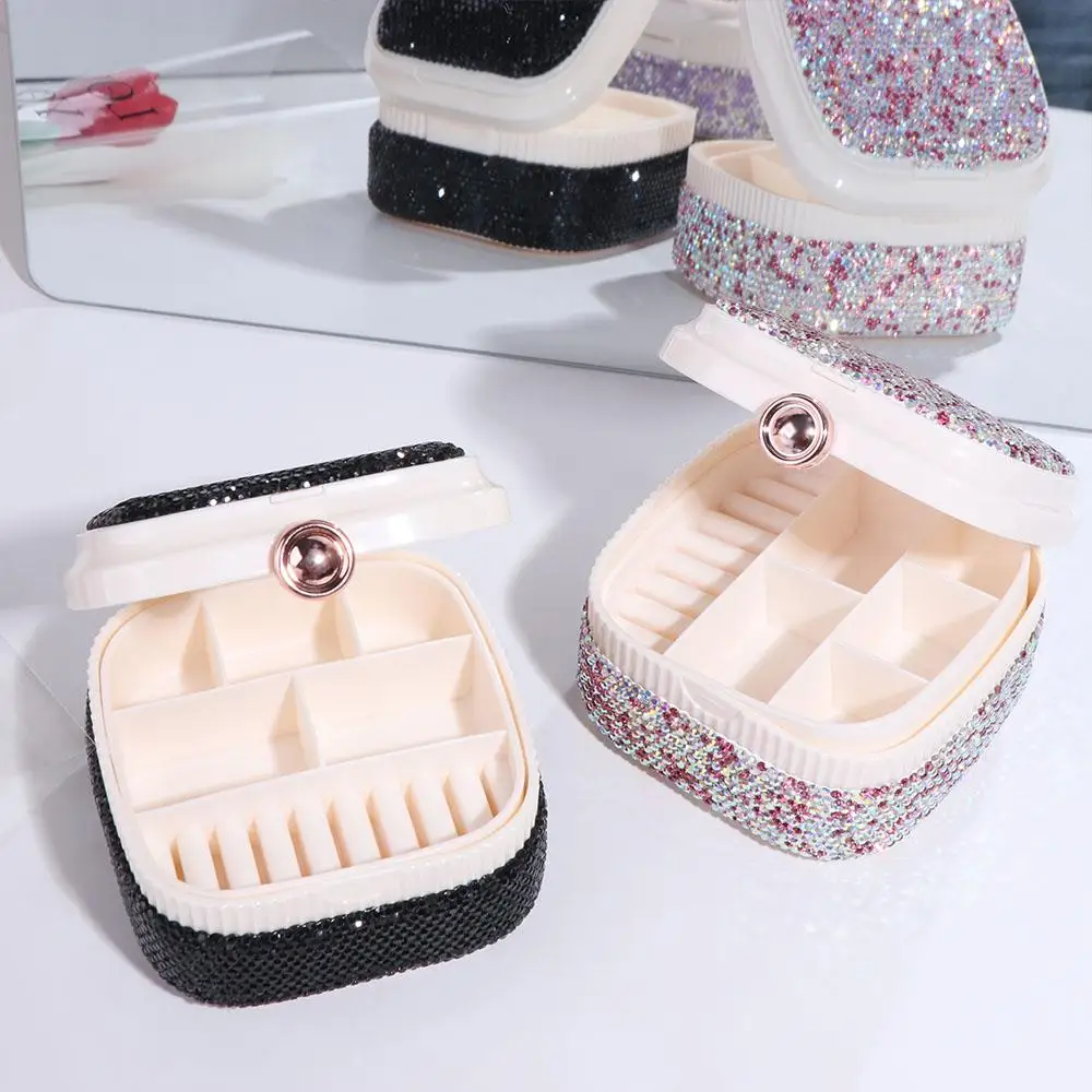 

Sparkling Rhinestone Jewelry Box Creative Luxury Ring Storage Makeup Box Save Space Multifunctional Portable Jewelry Organizer