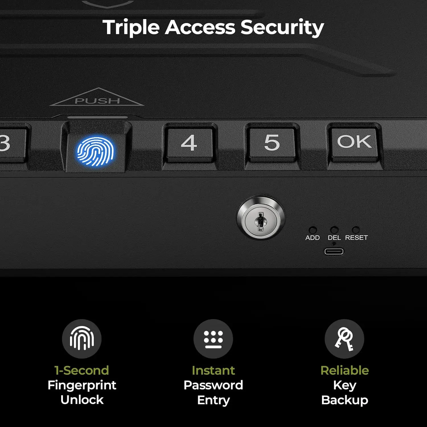Grand coffre-fort biométrique pour odor, sûr pour odorà empreintes digitales, lumière interne, trois modules de déverrouillage, alimentation d'urgence, Lo Gun