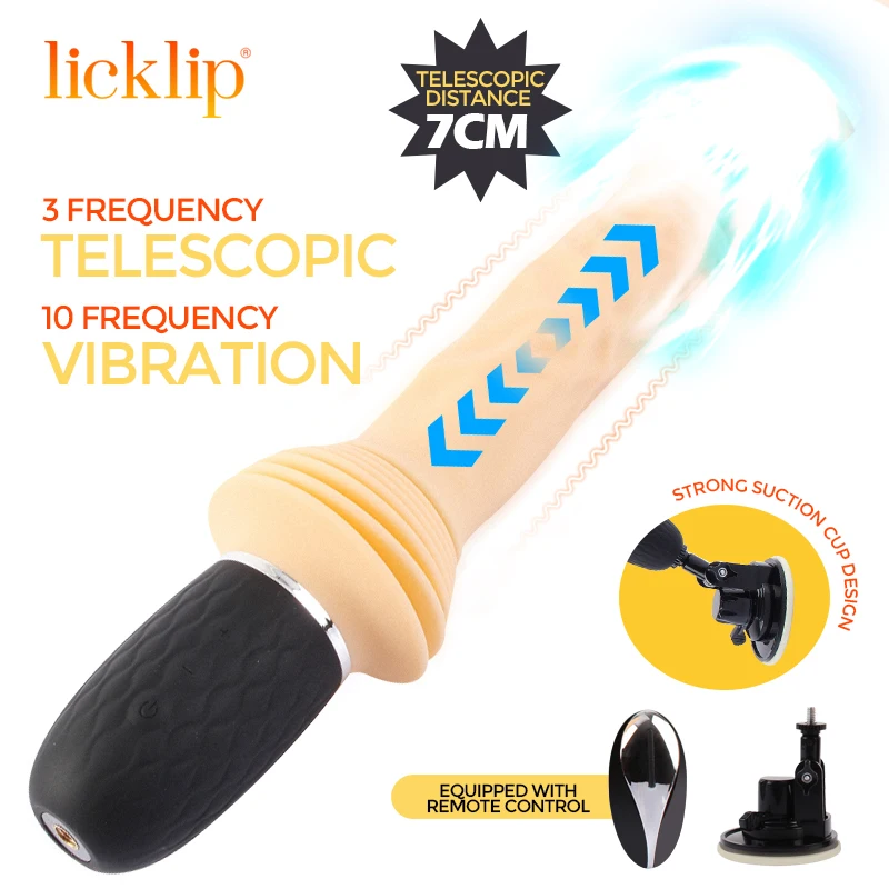 LICKLIP 7cm Thrusting Sex Machine Telescopic Machine Remote Control Hand Free Anal Vibrator Huge Realistic Sex Toys 18+