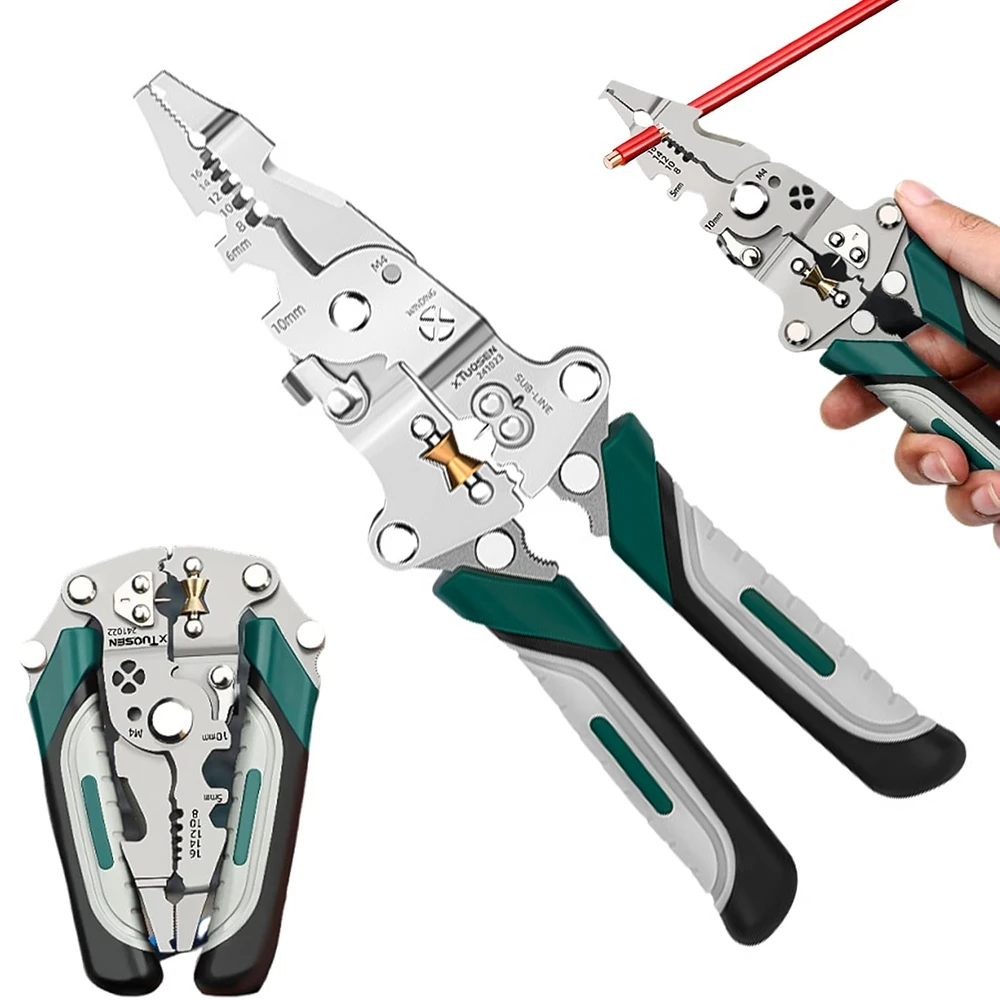 18 in 1 Foldable Wire Strippers Pliers Multifunction Needle Nosed Wire Stripping Pliers Wire Cutting Tool for Electrical Repairs