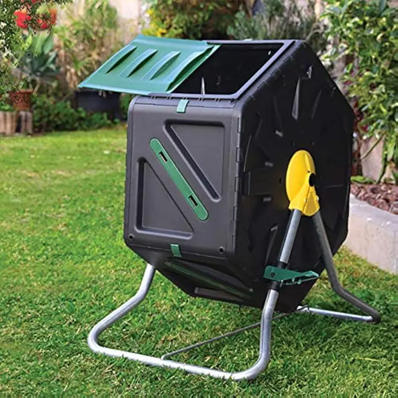 Compost Tumbler Hexagonal Design – Rotating Outdoor Composting Drum with Aeration Bars for Rapid Decomposition – Durable Alloy S