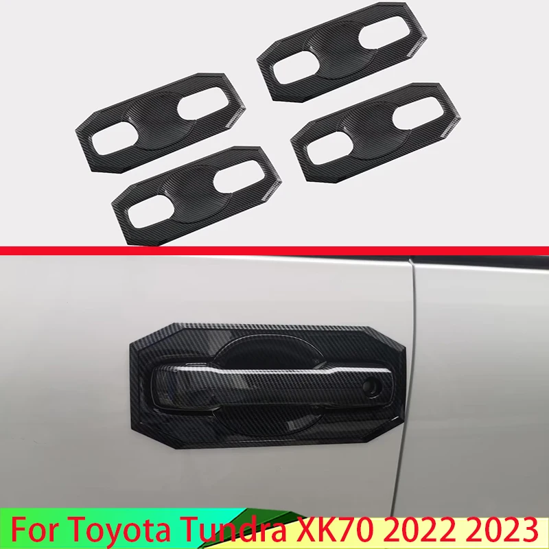 

Для Toyota Tundra XK70 2022 2023, углеродное волокно, дверная ручка, чаша, крышка, накладка на чашку полости, вставка, защелка, молдинг, гарнир