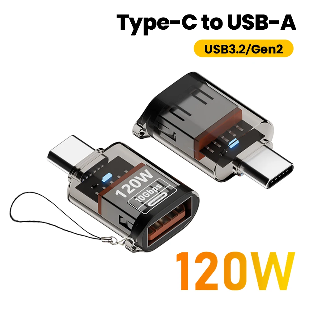 120W Type C To USB A OTG Adapter USB3.2 To Type C Female Fast Charging Converter For iPhone 15 16  Macbook Huawei Samsung Xiaomi