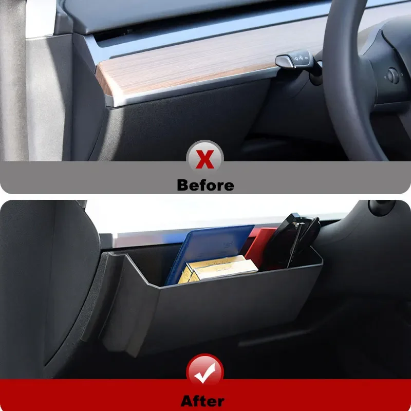 For Tesla Model 3 Y Car Steering Wheel Side Storage Box Snap-in type Cell Phones Clutter Organizer Interior Accessories ABS