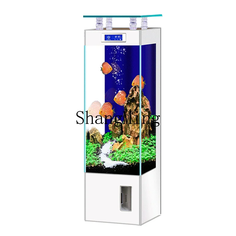 

HJ new intelligent ultra-white glass fish tank living room small household vertical floor ecological aquarium