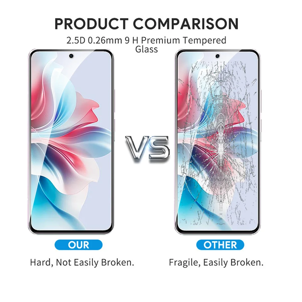 Oppo Reno11 F 5G 용 강화 필름 보호 유리 케이스, 6.7 인치 화면 보호기, 3 개