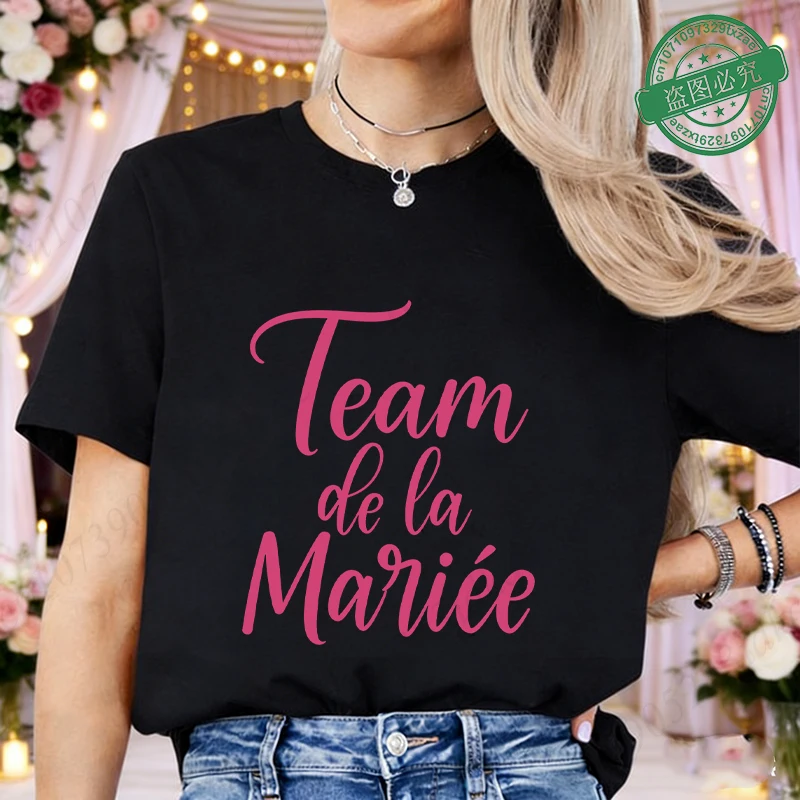 Evjf Futur Mariée French Girl Bachelorette Party T-shirts Women  Short Sleeve Bride Team Graphic Tees Bridal Shower Wedding Tops