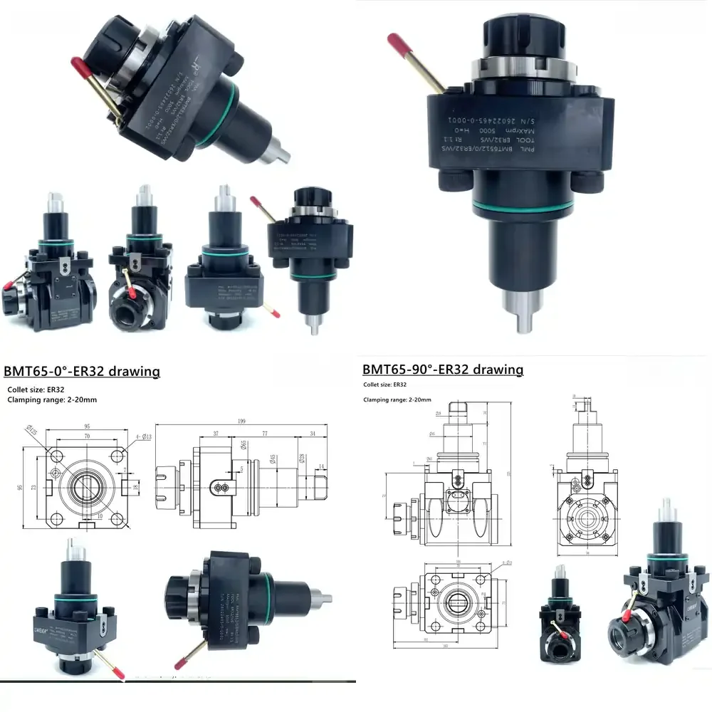 for BMT65-0 BMT65-90 ER32 ER40 milling machine power tool holder compound power head CNC router collet chuck adapter for
