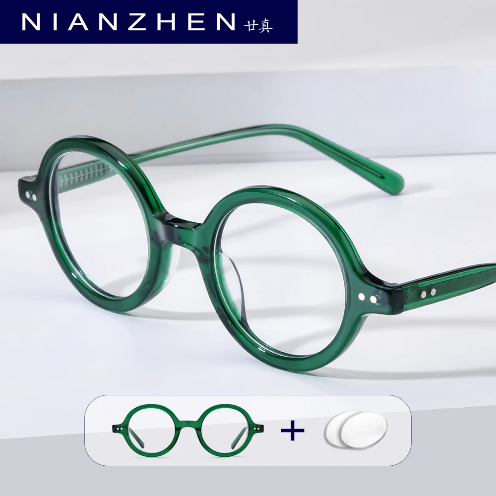 NIANZHEN Progressive Prescription Eyeglasses Men Photochromic Myopia Optical Lens Eyewear Women Acetate Round Glasses Frame88018