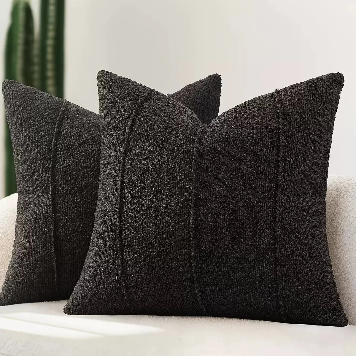

2pcs Circled Yarn Faux Lamb Wool Cushion Cover Soft Modern Striped Plush Fur Decorative Throw Pillow Case For Sofa Bed Decor