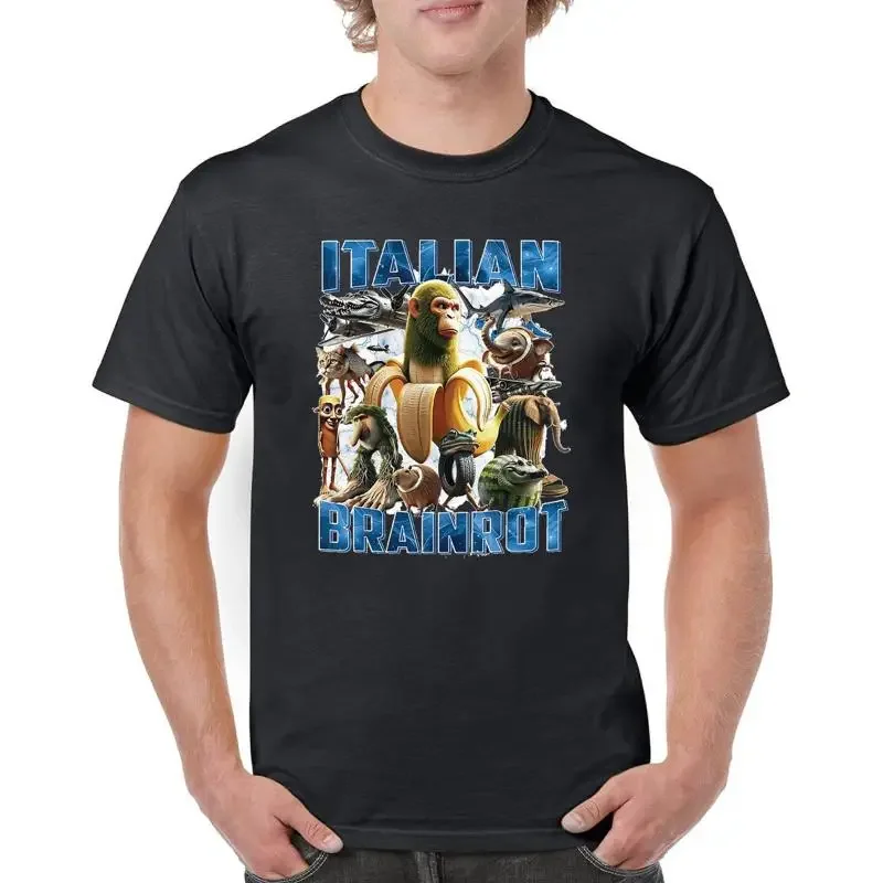 Italian Brainrot T shirt Funny Absurd Gen Z Internet Meme Trend Men''s