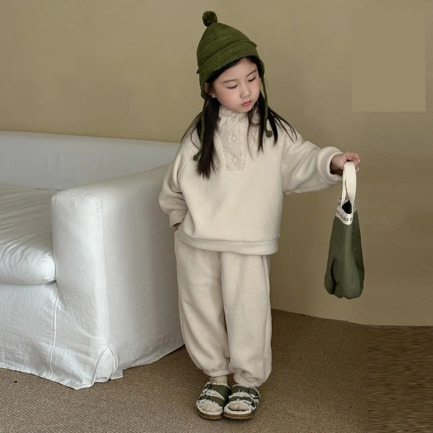 2025 شتاء جديد الأطفال الملابس الدافئة مجموعة الفتيان الفتيات بلوزة من الصوف + عرق السراويل 2 قطعة دعوى الاطفال زائد المخملية ملابس سميكة #6
