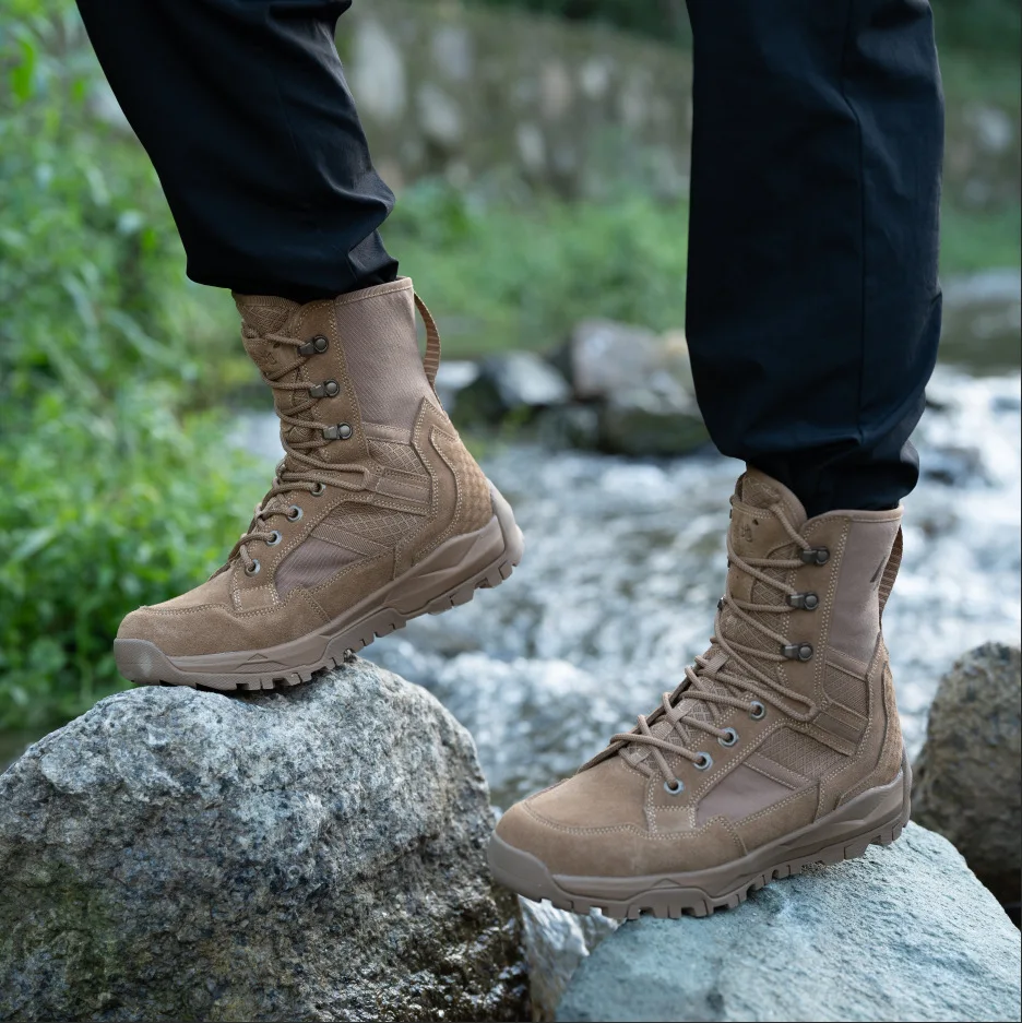 

Men's Tactical Combat Boots Breathable Military Boots Black/Green/Tan Non-slip Outdoor Hiking Work Boots for Trekking Training