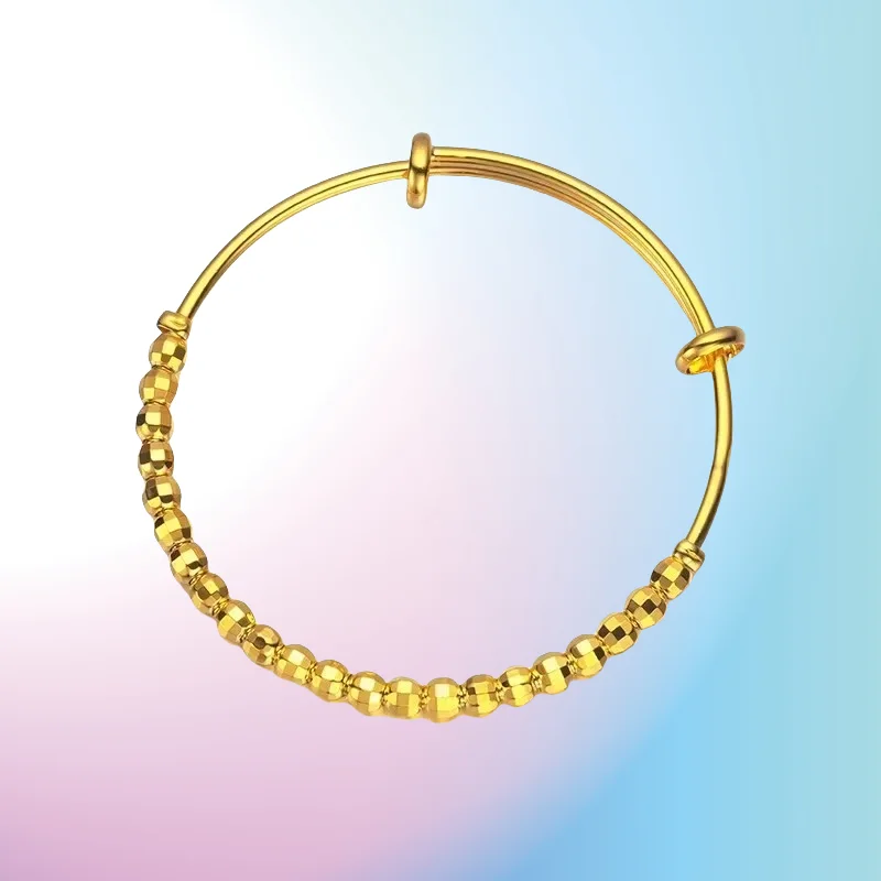 

НОВЫЙ браслет из настоящего золота 9999, желтое золото 24 карата, браслет из бисера, маленький кубический браслет из диско-бусинок