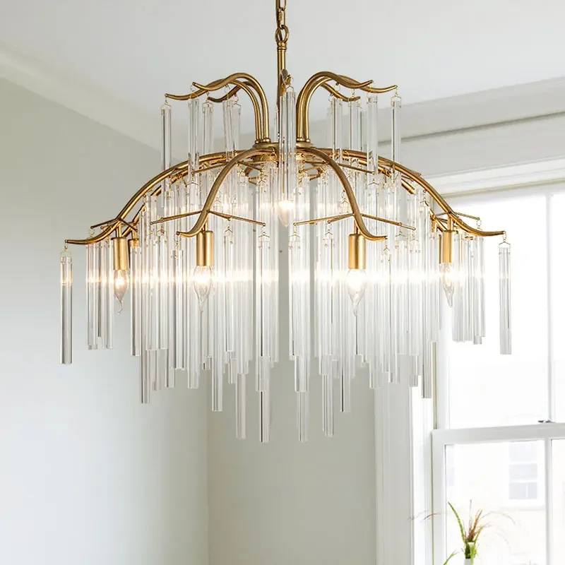 American style countryside luxury crystal chandelier dining room bedroom light Nordic fashion living room LED copper chandelier