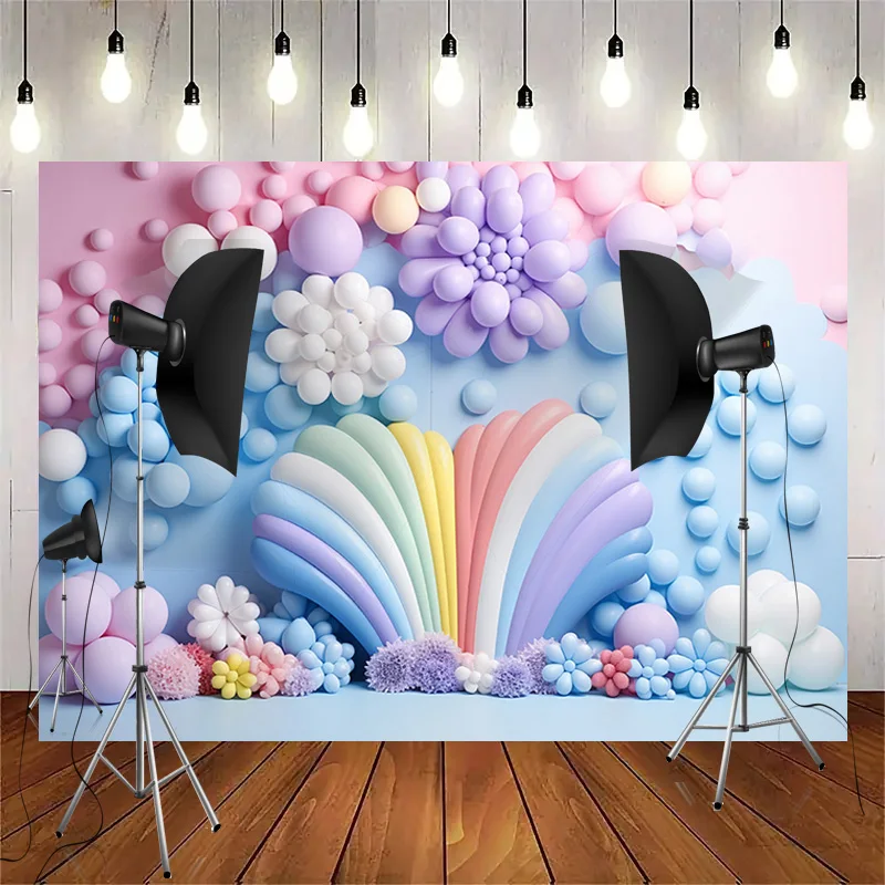 بالونات قوس قزح للتصوير الفوتوغرافي ، الدعائم الخلفية ، زخرفة حفلة عيد ميلاد رائعة ، خلفية استوديو الصور ، الباستيل ، الخلفية
