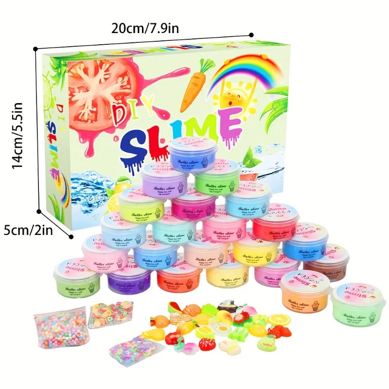 1/24pcs Butter Slime Kit For Girls Party Favors Birthday Gift With Stretchy And Non-Sticky, Stress Relief Toy For Girls And Boys