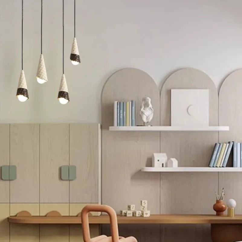 Ceramic Ice Cream Pendant Lamps LED Children\'s Room Bedside Lamp Creative Ice Cream Shop Boy Girl Room Nursery Suspended Lights