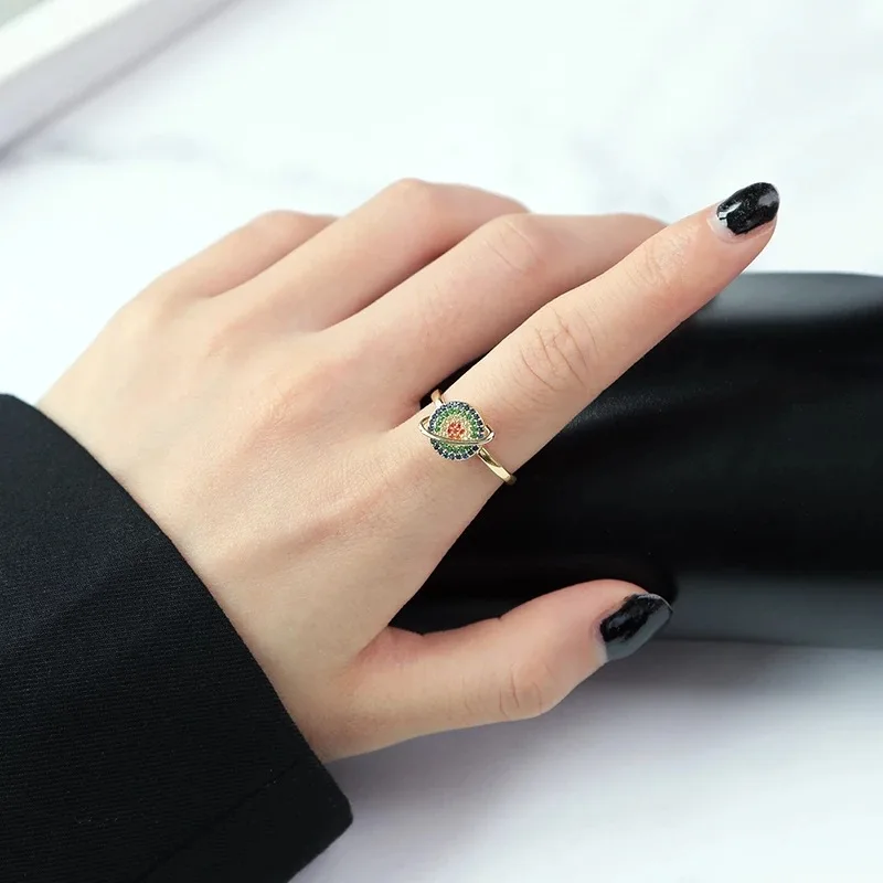 Women's Shining Zircon Adjustable 925 Sterling Silver Ring