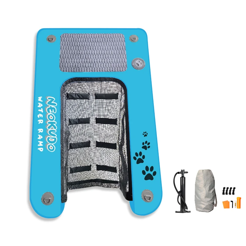 Pet Products OEM Dog on Water Ladder Platform Boats Docks Swimming Pool Inflatable Pup Plank Dog Floating Inflatable Water Ramp