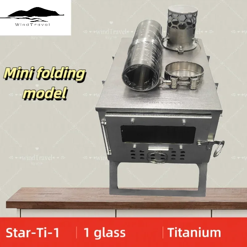 Titanium stove Camping wood stove for outdoor tents Foldable lightweight wood stove